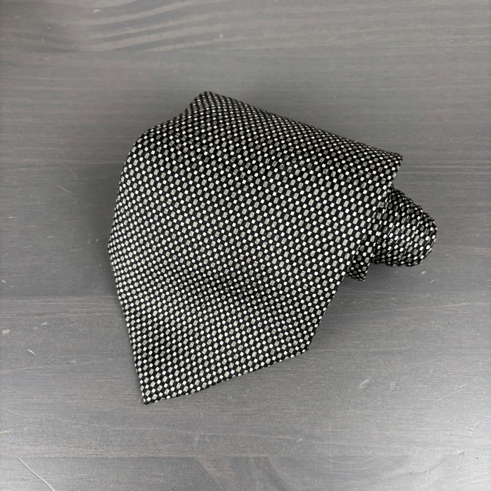 Roberto Villini Italy Silk Tie Black White Dotted Necktie Elegant‎ Menswear